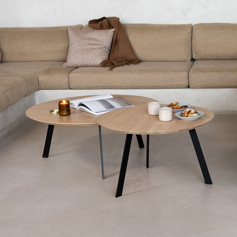 New Co Coffee Table 50 Rond zwart Eiken hardwax olie naturel light 3041